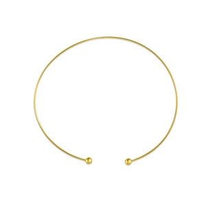 Minimalist S925 sterling silver adjustable gold collar necklace with spherical ends