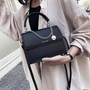 Women PU Leather Crossbody Bag Small Square Flap Shoulder Handbag With Chain Decor Korean Style Minimalist Fashion