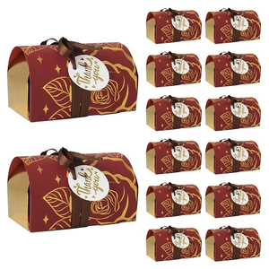 Rote Geschenkboxen im europäischen Stil mit Goldrosenmuster und Anhängern