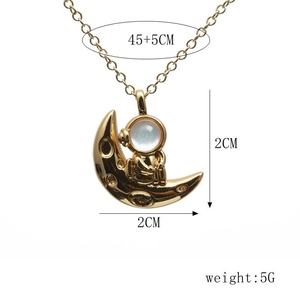 Größenangaben für die 2cm Astronauten-Mond-Halskette mit 45+5cm verstellbarer Kette