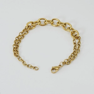 Minimalist 18K gold plated stainless steel cable chain bracelet with lobster clasp