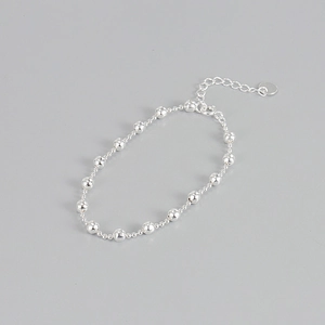 Elegante bracciale in argento sterling 925 con perline sfumate e una catenella di estensione