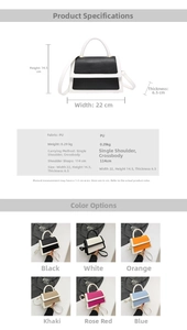 Detailed size specifications for the two-tone contrast small square crossbody bag