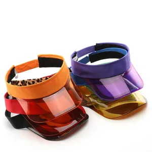 Sonnenvisier Hut Damen Herren Transparente PVC Krempe UV Schutz Verstellbar Outdoor Sommer Sport Tennis Golf Strand Leere Oberseite