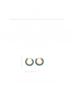 Detail view of 18k gold plated round earrings with zircon, resin and 4.4g weight info