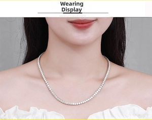 Elegant tennis necklace featuring 30pt moissanite stones in a silver four-claw setting
