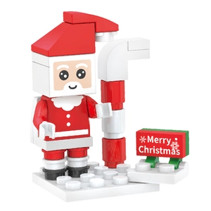 Mattoncini di Natale con statuina di Babbo Natale e cartello decorativo Merry Christmas