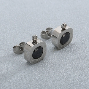 Boucles d'oreilles carrées en cristal et acier poli avec anneaux pour bijoux DIY