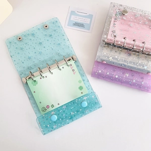 Sparkly M5 star glitter PVC binder notebook with transparent laser finish for students