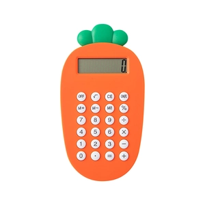 Cute carrot shaped 8-digit electronic calculator for students and office desk math needs