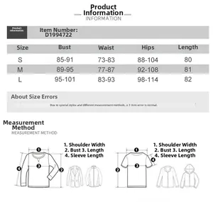 Size chart for backless mini dress with 3D floral accents, listing S, M, L measurements