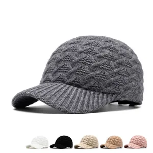 Winter knitted baseball cap with ribbed texture and multiple color options in grey and black