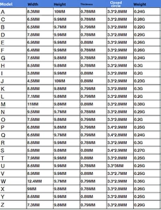 Detailed size chart for 925 sterling silver gold plated 26 letter initial pendants