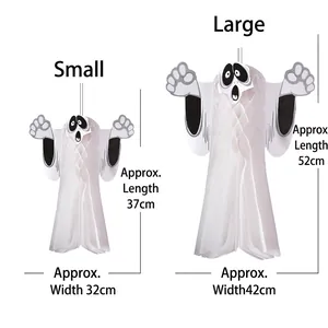 Hanging white paper honeycomb ghost decorations in small and large sizes for Halloween