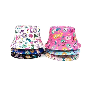 Cappello Alla Pescatora Bambini Stampa Sirena Cartone Animato Protezione Solare Estiva Spiaggia Ragazze Ragazzi