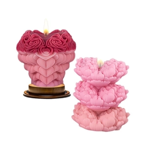 Stampo in silicone per candela profumata a cuore e rosa per decorazioni fai-da-te