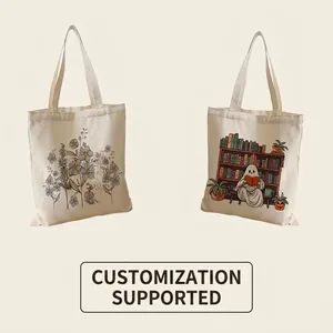 Minimalist canvas tote bags with vintage floral and cartoon ghost reading illustrations