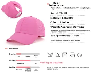 Detail showing the ponytail hole design and breathable mesh holes on pink baseball cap