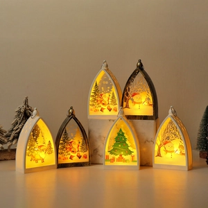 Vintage Christmas lanterns with Santa and Reindeer motifs in white and bronze finish