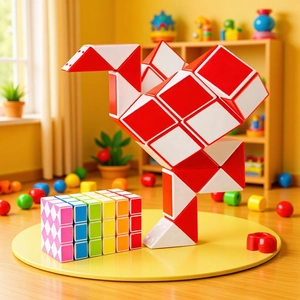 Transformable Magic Snake Cube Twist Puzzle Ruler Plastic Educational Sensory Fidget Toy For Kids Party Favors