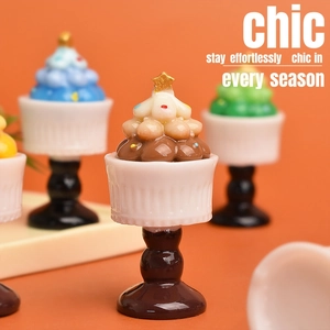 Miniature gradient candy tree resin dollhouse charms in various pastel color schemes
