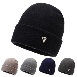 Knitted Beanie Hat Cuffed Ribbed Acrylic Fleece Lined Warm Winter Outdoor Skiing For Men Women Casual Solid Color