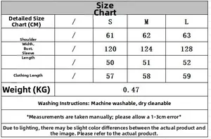 Tabella taglie dettagliata per maglione a maglia polo a righe con misure S, M, L