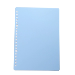 Sky blue A5 B5 frosted PP loose-leaf binder cover with multi-hole design on white background