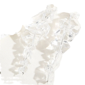 Elegant long chain tassel earrings with clear crystal beads and irregular stone texture