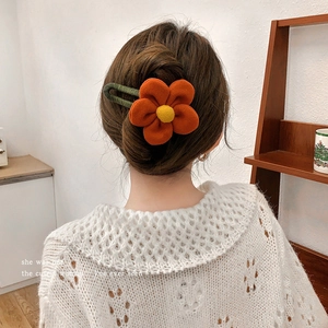 Large Flower Hair Clip Fabric Felt Duckbill Hairpins Sweet Mori Style Autumn Winter Headwear For Women Girls