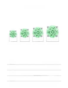 Size comparison chart for 925 sterling silver stud earrings in 5mm to 8mm diameter sizes
