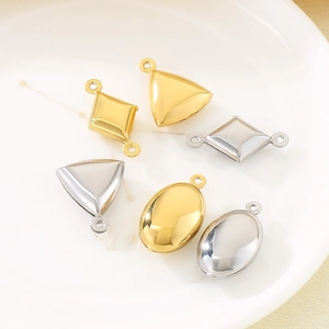 Hollow geometric stainless steel 18K gold and silver pendants for DIY jewelry making