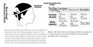 Detailed sizing chart for summer sequin fedora hats with head circumference measurement guide