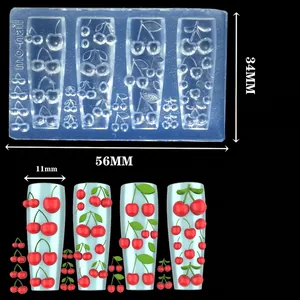 3D cherry silicone nail art mold CS-153 with size 56x34mm for DIY manicure designs