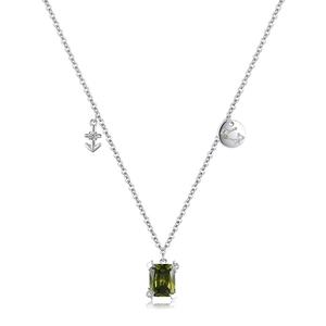S925 sterling silver Sagittarius necklace featuring emerald gem and anchor charms