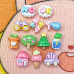 Mini Resin Charms Colorful Cartoon Tree House Car Shapes For DIY Crafts Phone Case Decoration Cute Accessories