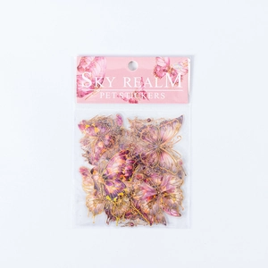 Sky Realm series 30pcs vintage butterfly PET stickers in pink and gold for DIY decor