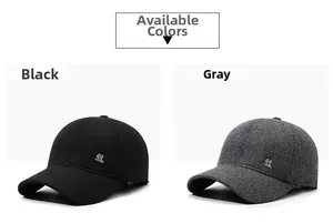 Détails des casquettes d'hiver pour hommes en noir et gris avec logo métallique SR