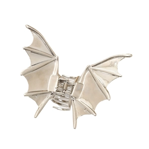 Pince à cheveux chauve-souris en métal argenté poli style gothique accessoire tendance