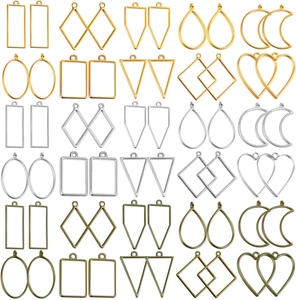Variety of geometric hollow metal pendants for DIY jewelry making in multiple finishes