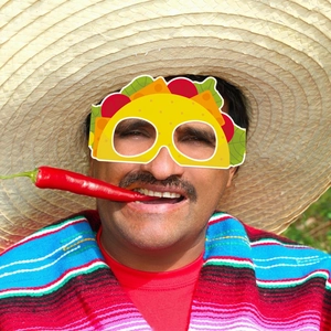 Funny Mexican taco paper party glasses for carnival celebration and photo booth props