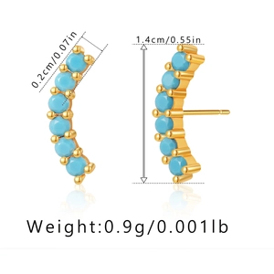 Detailed size specifications for 18K gold plated turquoise hoop earrings with measurements