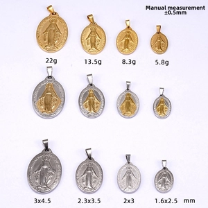 Detailed size guide for 18K gold stainless steel Miraculous Medal religious pendants
