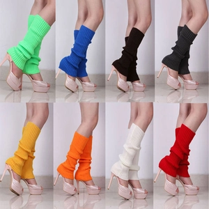 Women Leg Warmers Knit Acrylic Ribbed Warm Slouch Socks Y2K 80s Retro Party Dance Yoga Solid Color Striped