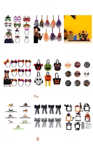 Détails des décorations d'Halloween en feutre avec toiles d'araignée, citrouilles et chauves-souris