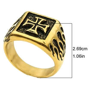 Viking Thor Hammer Wolf Head Ring Stainless Steel Vintage Nordic Rune Punk Gothic Style Jewelry For Men
