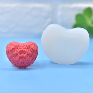 Heart-shaped silicone mold for DIY soaps and candles with detailed textured finish