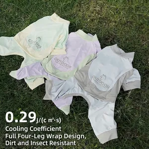 Cooling summer dog jumpsuit with four-leg protection in mint green and light purple