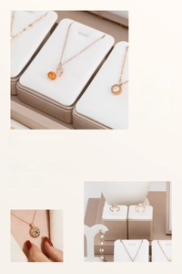 Detail view of beige leather jewelry display props with necklace board and ring holder
