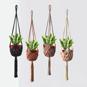 Macrame Plant Hanger Hand-woven Cotton Rope With Tassel Boho Style Indoor Outdoor Garden Wall Hanging Planter Decor